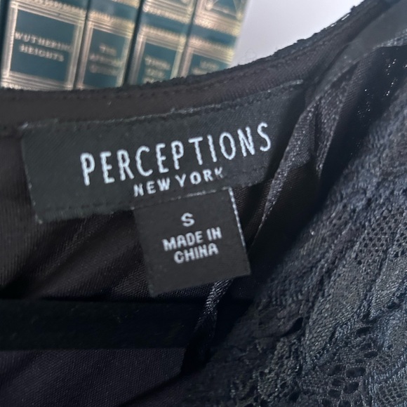 Perceptions New York Black Lace Overlay 3/4 Sleeve Women’s Classy Dress Sz Small - Picture 9 of 11